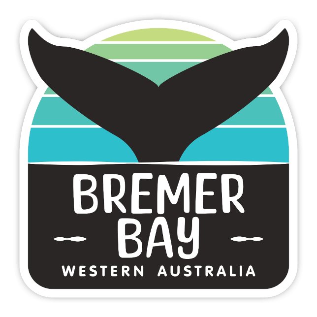 Adesivo Bremer Bay, Western Austrália Sticker (Bremer Bay, Western Australia retro whale tail sticker)