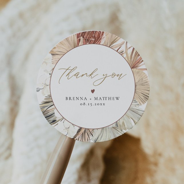 Adesivo BRENNA Bohemian Terracotta Dry Palm Boho Round (Criador carregado)