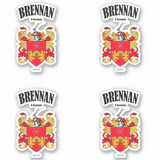 Adesivo Brennan Crest Tradução e significado irlandês (x4) (Frente)