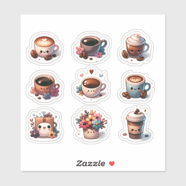 Adesivo "Brew Brew Coffee Set" (Folha)