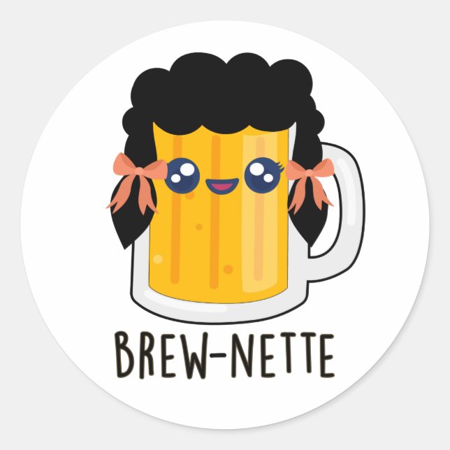 Adesivo Brew-nette Funny Brunette Beer Pun (Frente)