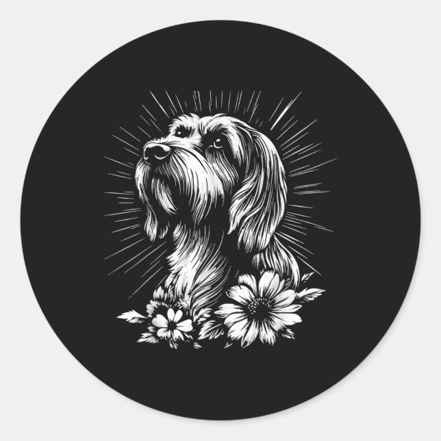 Adesivo Briard Dog Lover Estilo Retro Tatuagem (Frente)