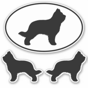 Adesivo Briard Dog Silhouettes Vinyl Sticker Set