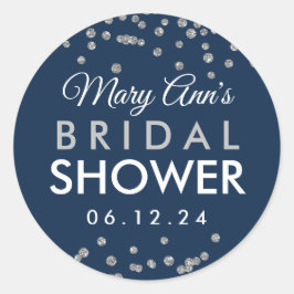 Adesivo Bridal Favor Tag Silver Glitter Confetti Marinho A