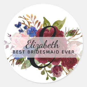 Adesivo Bridal Party Bridesmaids Dom Burgundy Azul Chamado