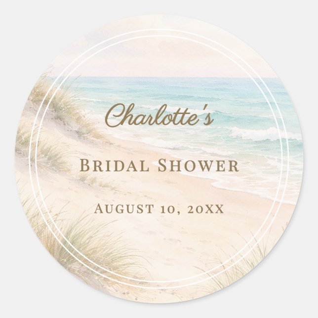 Adesivo Bridal Shower beach coastal elegant (Frente)