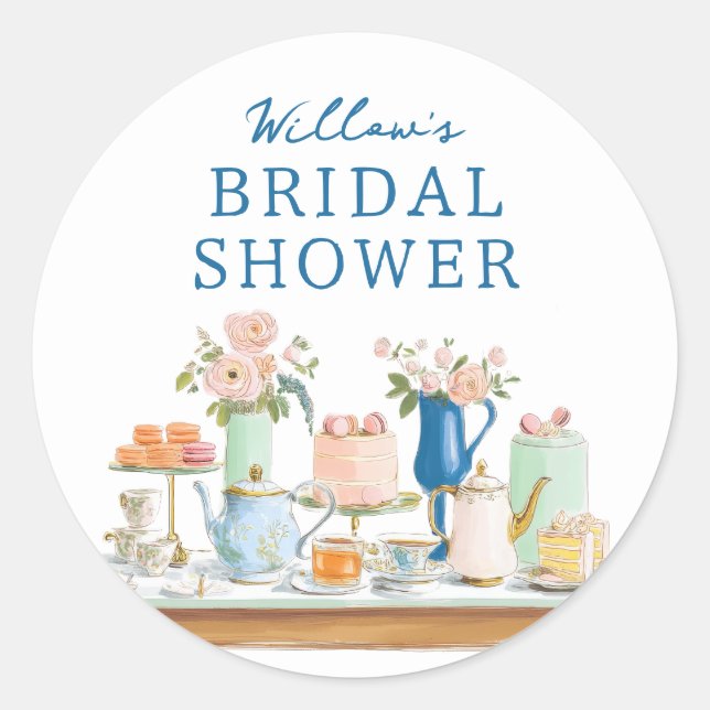 Adesivo Bridal Shower Tea Party Stickers (Frente)
