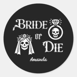 Adesivo bride or die bachelorette party floral skull