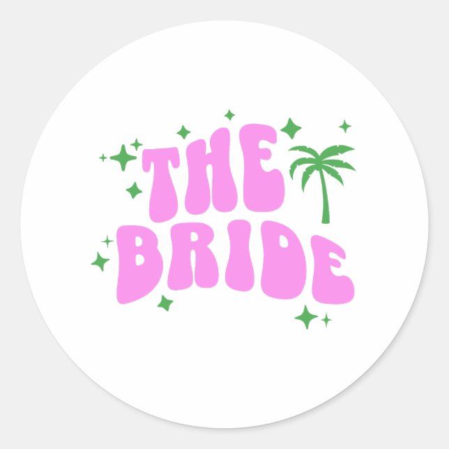 Adesivo bride palm springs bachelorette party retro pink (Frente)