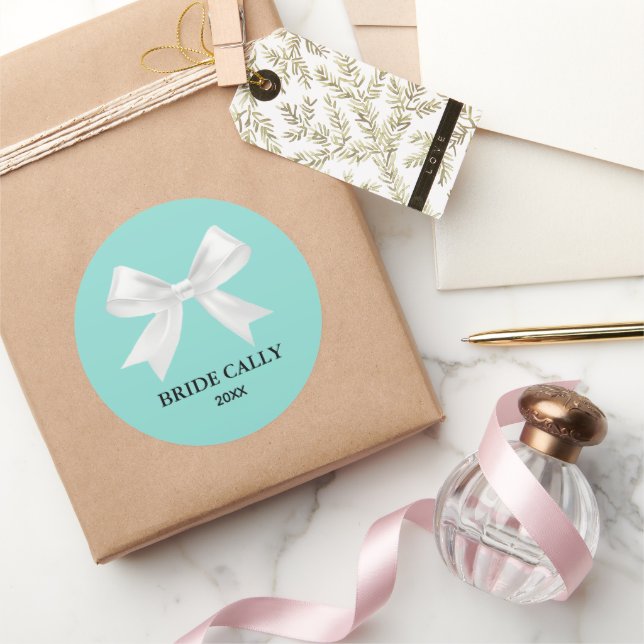 Adesivo BRIDE Teal Blue Tiara Party Classic Round Sticker (Presentear)