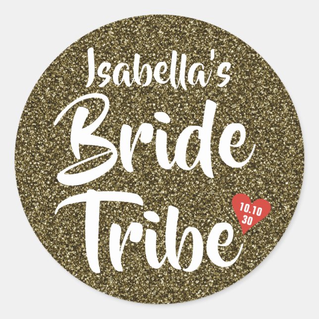 Adesivo Bride Tribe Red Date Heart Personalised Glitter (Frente)