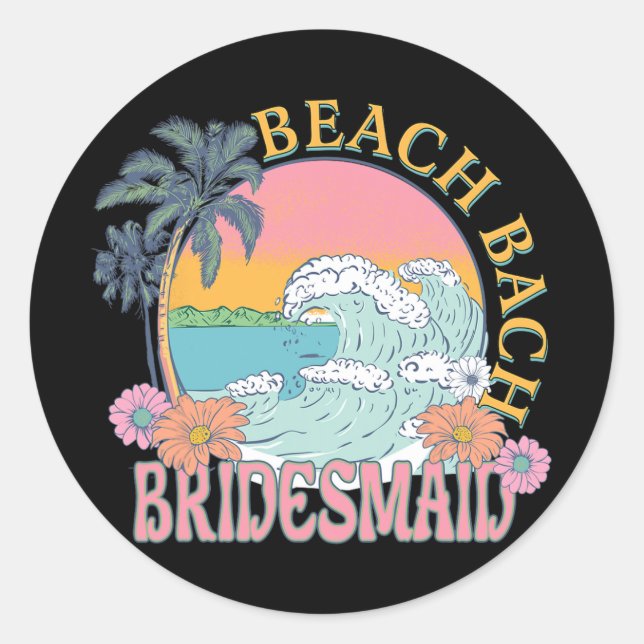 Adesivo Bridesmaid Beach Bach Bride Squad Retro Bacheloret (Frente)