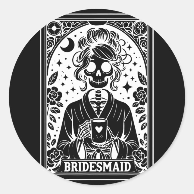 Adesivo Bridesmaid Tarot Card Noiva Gótica Coven Bachelore (Frente)