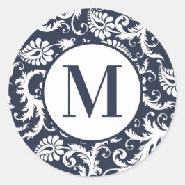 Adesivo Bright Aqua Damask Monogramas Stickers