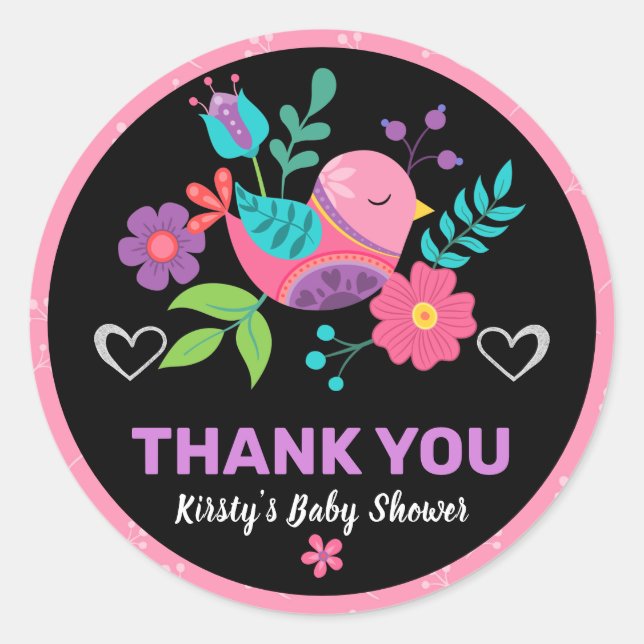 Adesivo Bright Bird e Floral Chá de fraldas Fiesta Mexican (Frente)