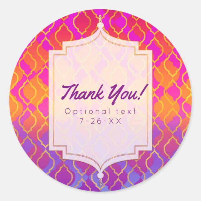 Adesivo Bright Colors Arabian Marroquino Party Favor (Frente)