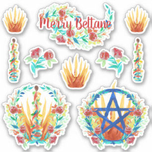 Adesivo Bright Floral Beltane Fire & Maypole Pagan Kids