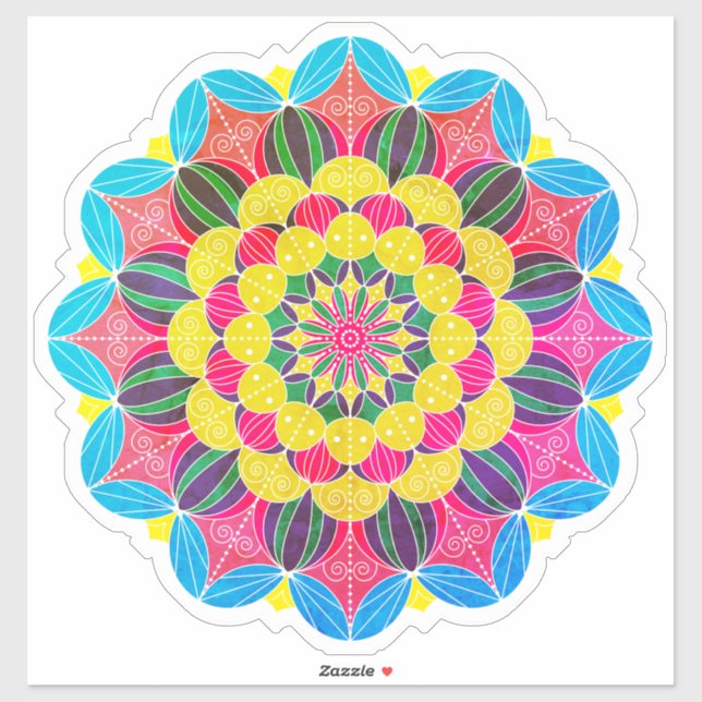 Adesivo Bright Neon Psychedelic Mandala (Folha)