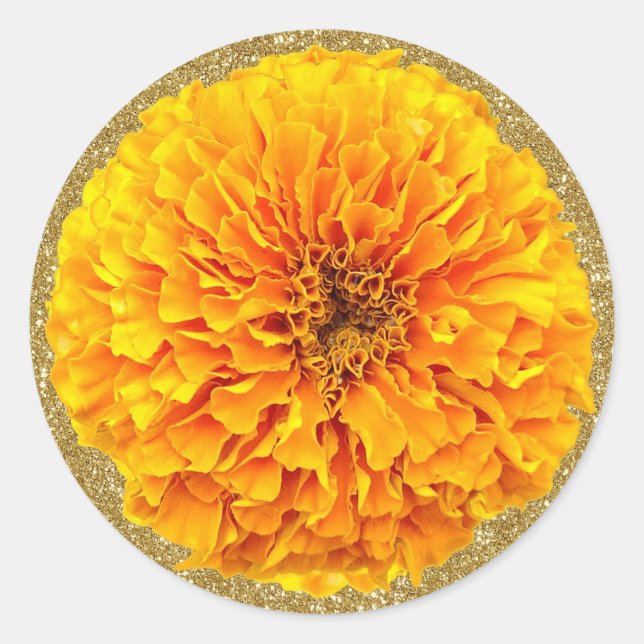Adesivo Bright Orange Marigold Dourado Gliters (Frente)
