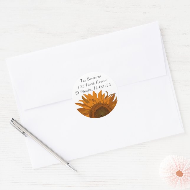 Adesivo Bright Orange Sunflower Address Stickers (Envelope)