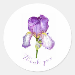 Adesivo Bright Purple Iris Obrigado Clássico Round Sticker