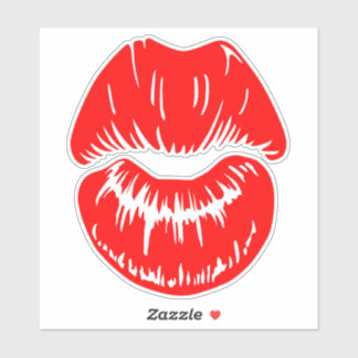 Adesivo Bright Red Lipstick Kiss Mark