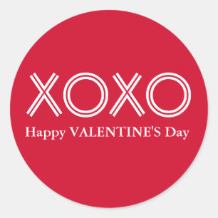 Adesivo Bright Red XOXO Happy Valentines Day Round Stick