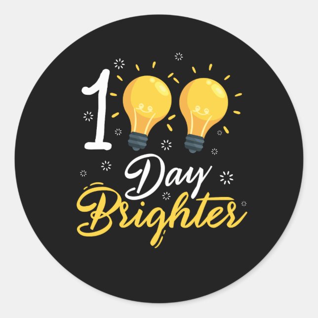 Adesivo Brighter de 100 dias para o 100º dia da escola (Frente)