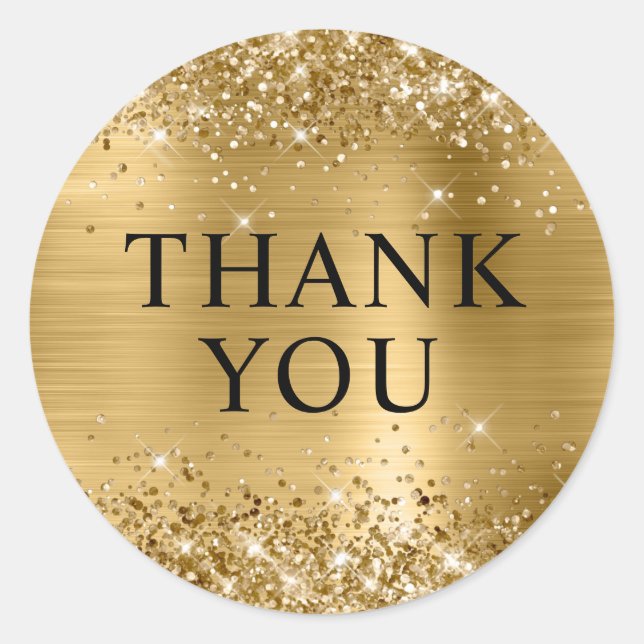 Adesivo Brilhante Folha de Ouro Obrigado (Frente)