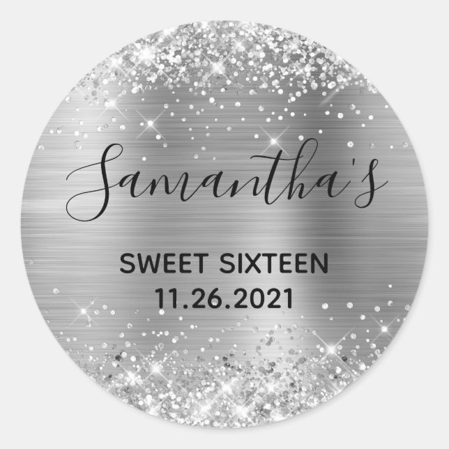 Adesivo Brilhante Folha de Prata Sweet Sixteen (Frente)