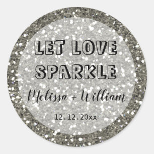 Adesivo Brilhante Glitter Prateado Deixe o Amor Brilhar
