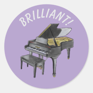 Adesivo "Brilhante!" Piano de cauda Aquarela Elegante