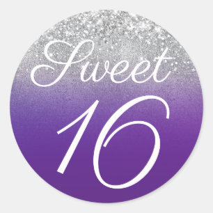 Adesivo Brilhante Prata e Royal Purple Ombre Sweet 16