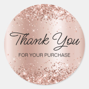 Adesivo Brilhante Rosa Dourado Obrigada pela Sua Compra