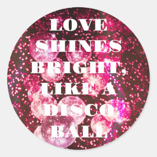 Adesivo Brilhante Rosa Ousado Glitter Retro Discoteca Bola