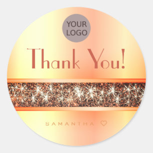 Adesivo Brilhante Shimmery Orange Glitter Muito Obrigado T