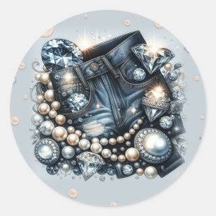 Adesivo Brilhantes de Jeans e Pérolas Jeans Festa de Anive