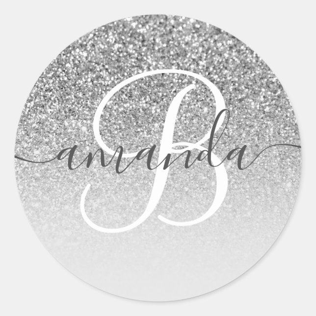 Adesivo Brilho Cinza Prateado Ombre Monogramado (Frente)