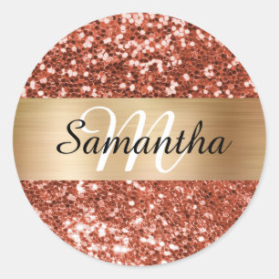 Adesivo Brilho Cobre Glitter Dourado Brilho Monograma