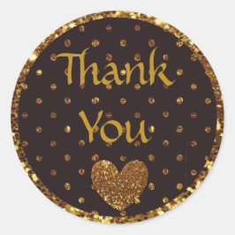 Adesivo Brilho de Bolinhas preto e Dourado Obrigado Sticke