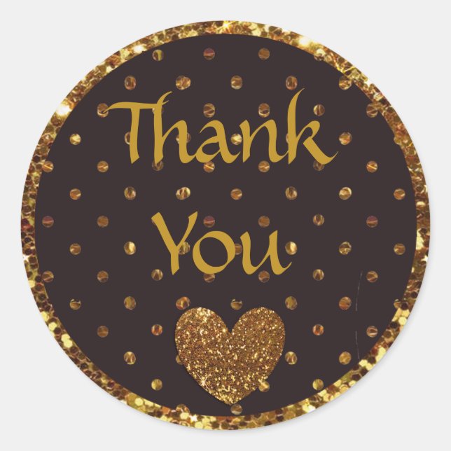 Adesivo Brilho de Bolinhas preto e Dourado Obrigado Sticke (Frente)