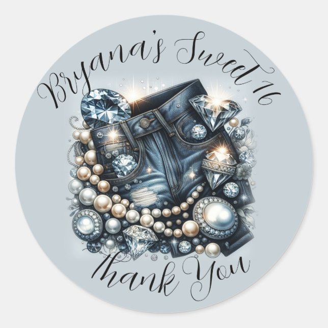 Adesivo Brilho de Jeans Diamantes de Ganga e Pérolas Festa (Frente)