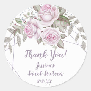 Adesivo Brilho de prata floral roxo Geoemtric