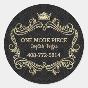 Adesivo Brilho Dourado da coroa & quadro floral de Swirly