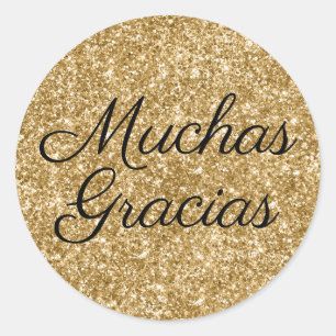 Adesivo Brilho Dourado Falso Muchas Gracias