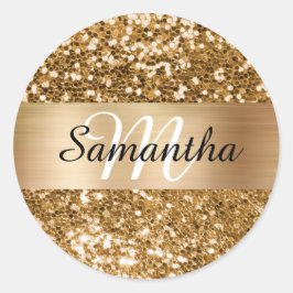 Adesivo Brilho Dourado Glitter Monograma Brilhante