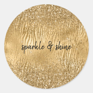 Adesivo Brilho Dourado Glitz Zebra Impressão Faux Glitter