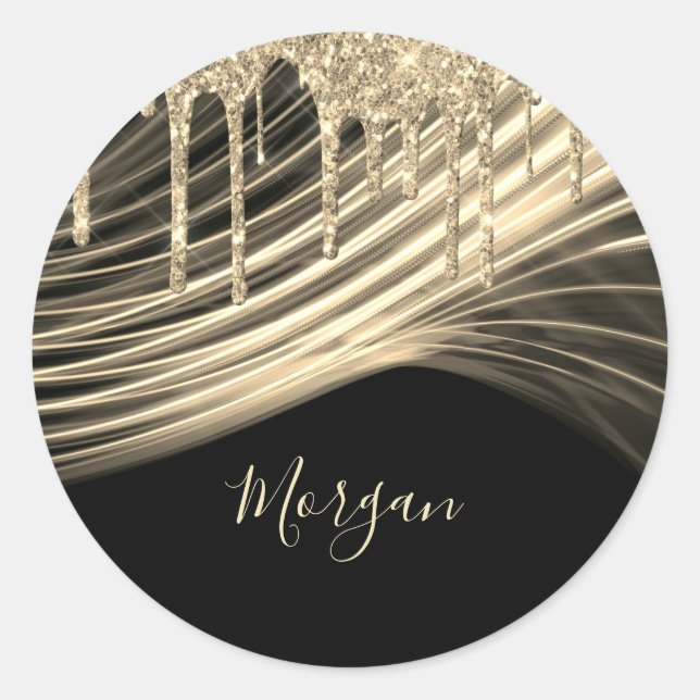 Adesivo Brilho Dourado Gotejando Raios de Luz Dourados Nom (Frente)