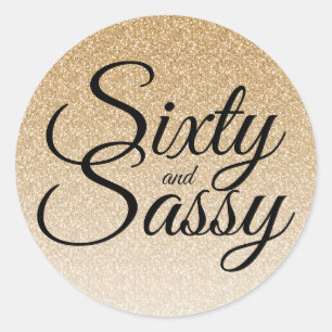 Adesivo Brilho Dourado Ombre 60 e 60th aniversário Sassy