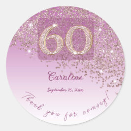 Adesivo Brilho Dourado Rosa Geado Obrigada pelos 60 Anos